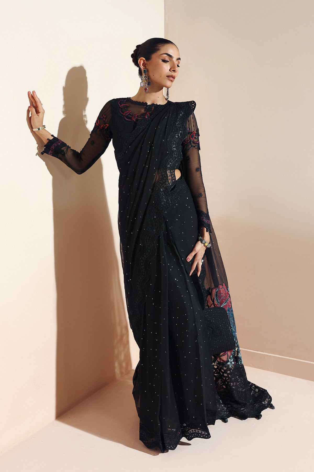 AF-BCH-2206-MEERAB semi-formal. Bamber Chiffon / Organza. Available Unstitched.