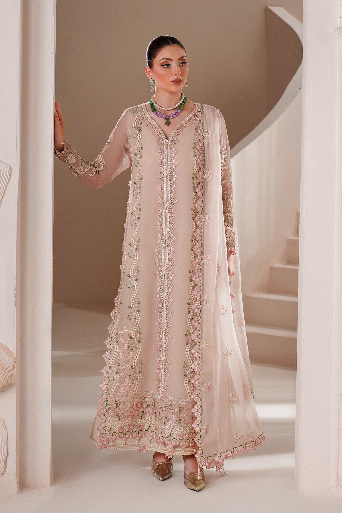 AF-BDHG-5037-Niora semi-formal. Bamber Chiffon / Raw Silk / Organza. Available Unstitched.