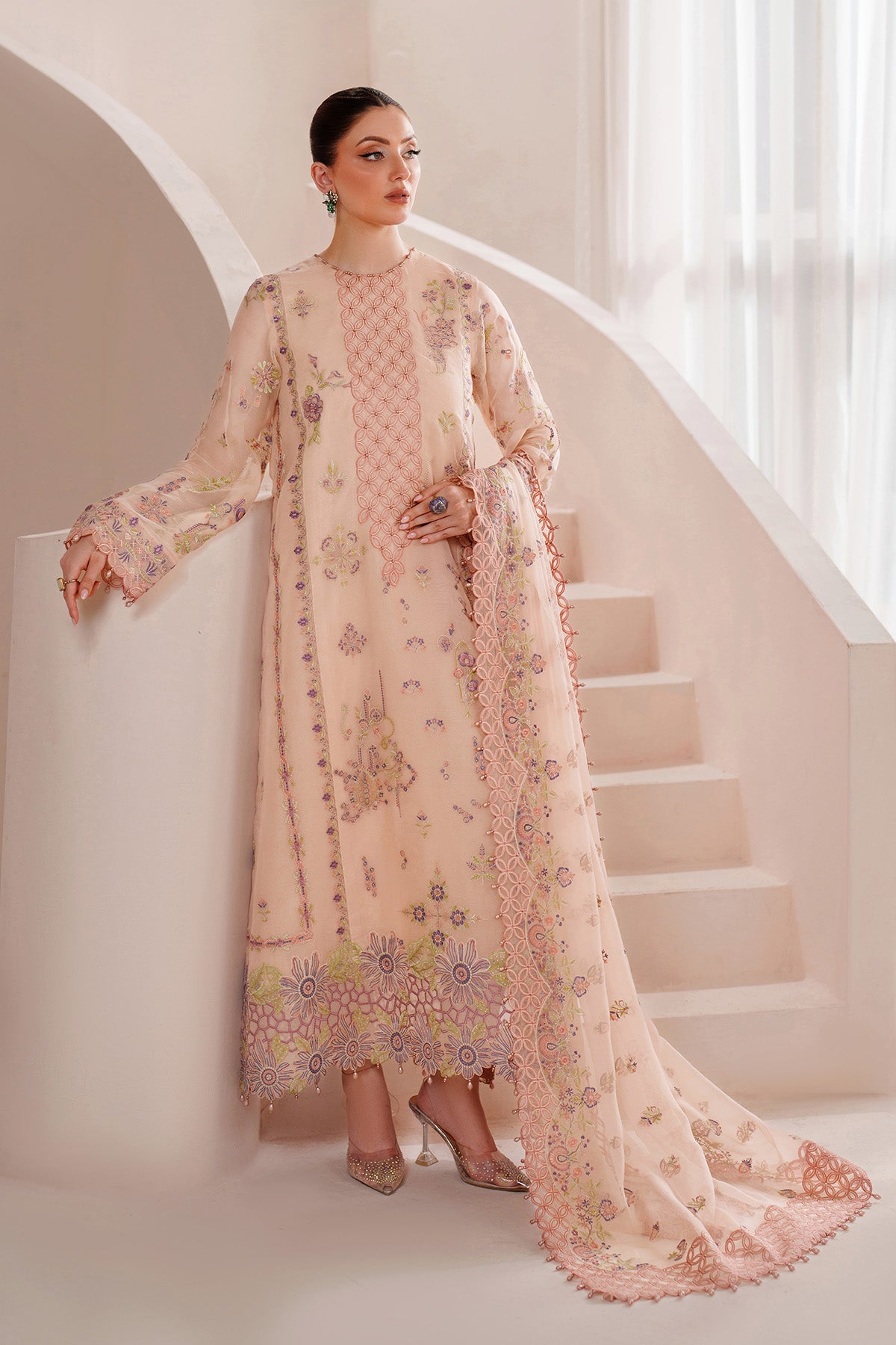 AF-BDHG-5043-Diana semi-formal. Bamber Chiffon / Raw Silk / Organza. Available Unstitched.
