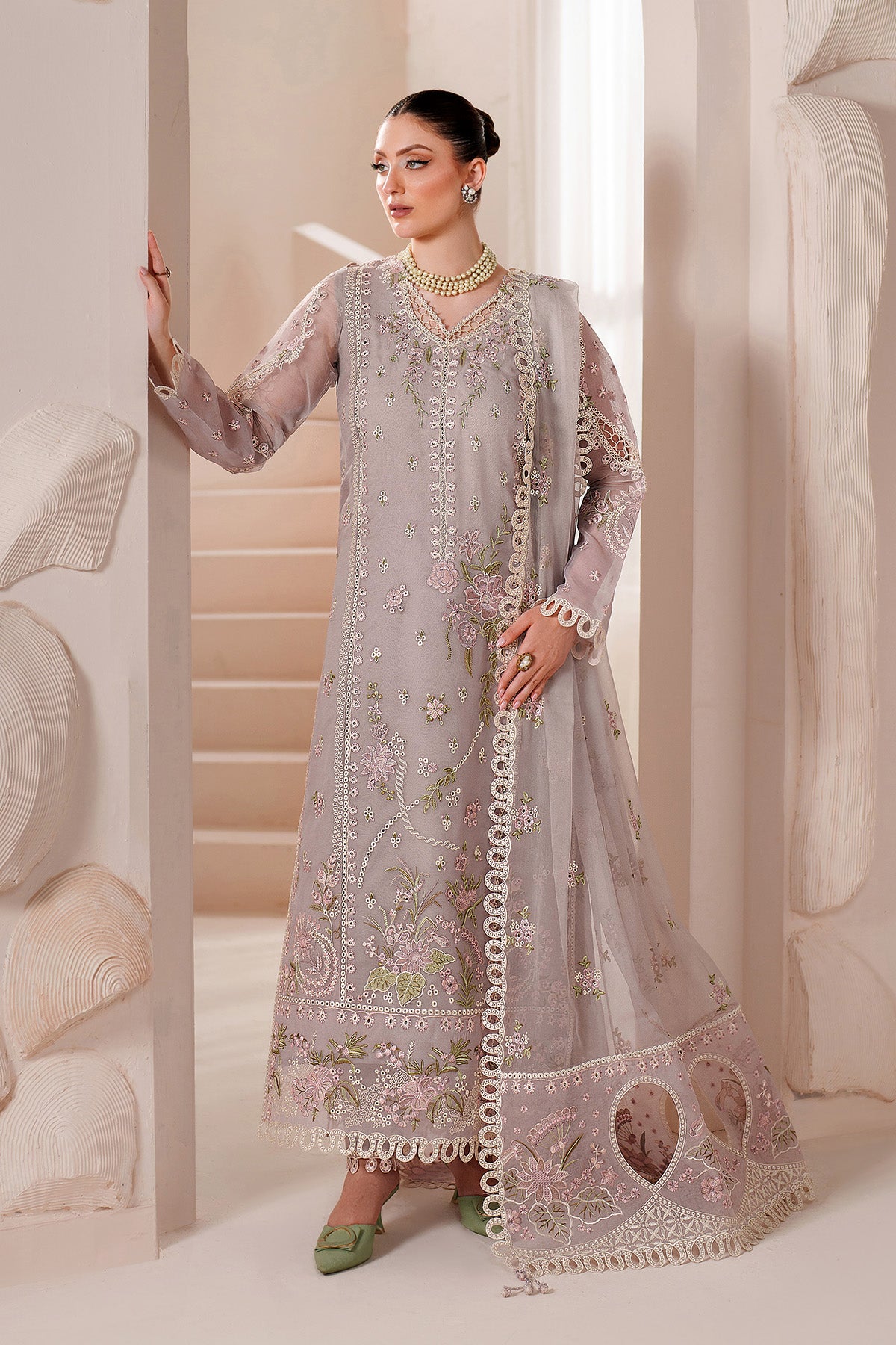 AF-BDHG-5044-Annie semi-formal. Bamber Chiffon / Raw Silk / Organza. Available Unstitched.