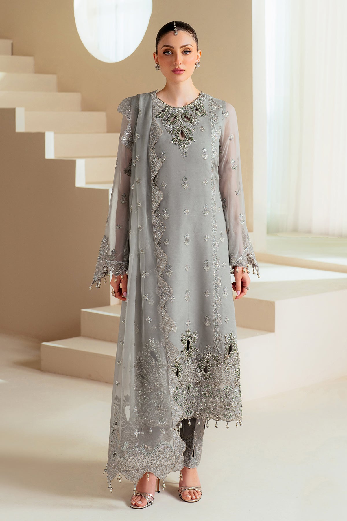 AF-BHM-4046-Ahvi wedding formal. Bamber Chiffon / Raw Silk / Organza. Available Unstitched.