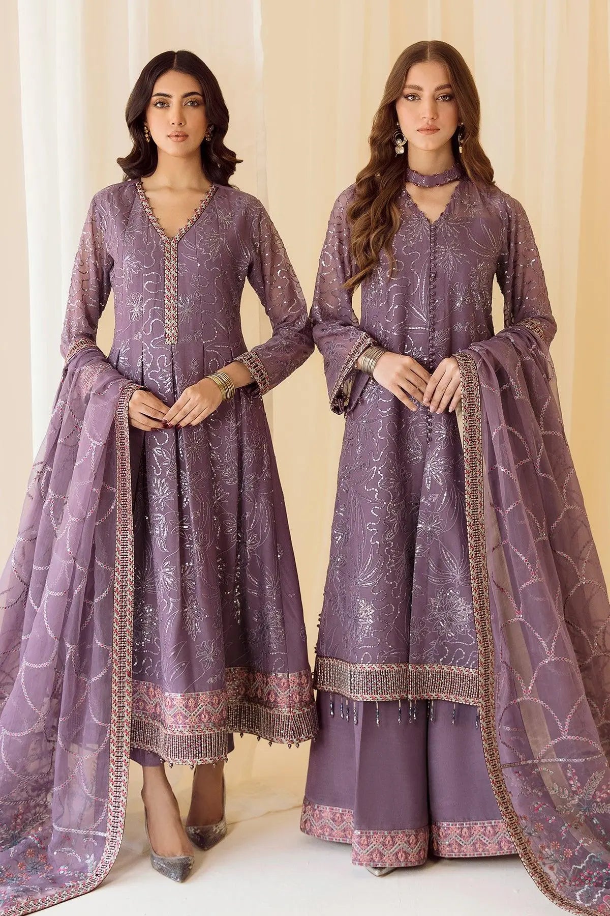 AF-CH-2139-Aqeeq semi-formal. Raw Silk / Chiffon / Organza. Available Unstitched.