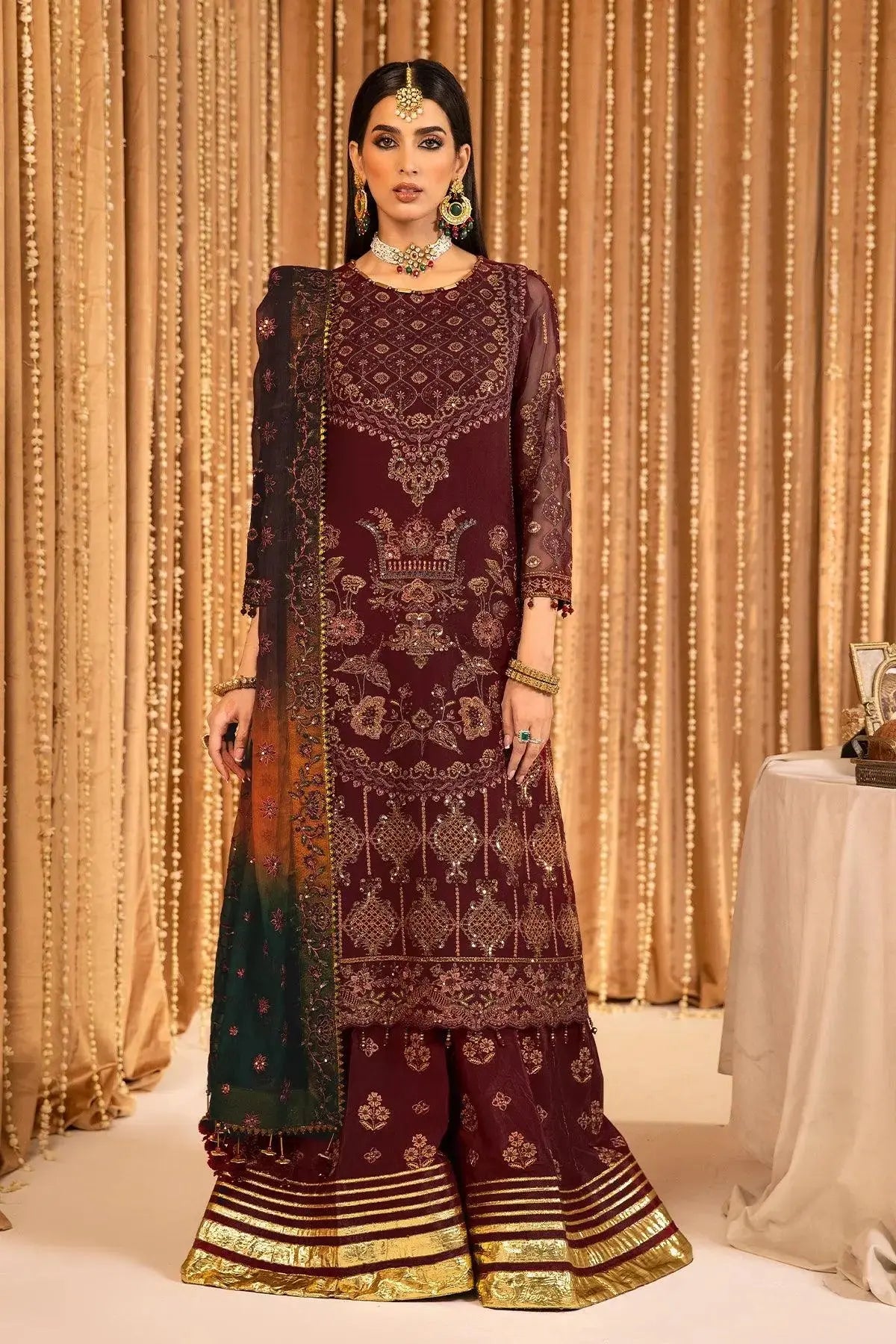 AF-CH-2157-Roheen wedding formal. Chiffon / Organza. Available Unstitched.