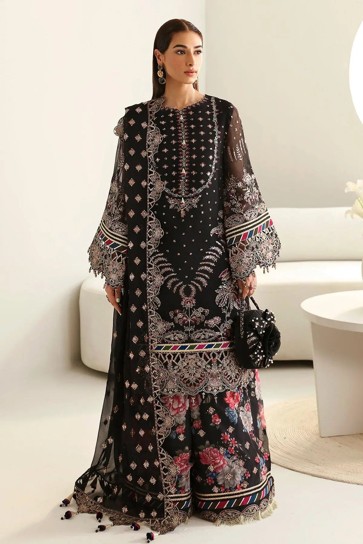 AF-CH-2176-Mona semi-formal. Raw Silk / Chiffon. Available Unstitched.