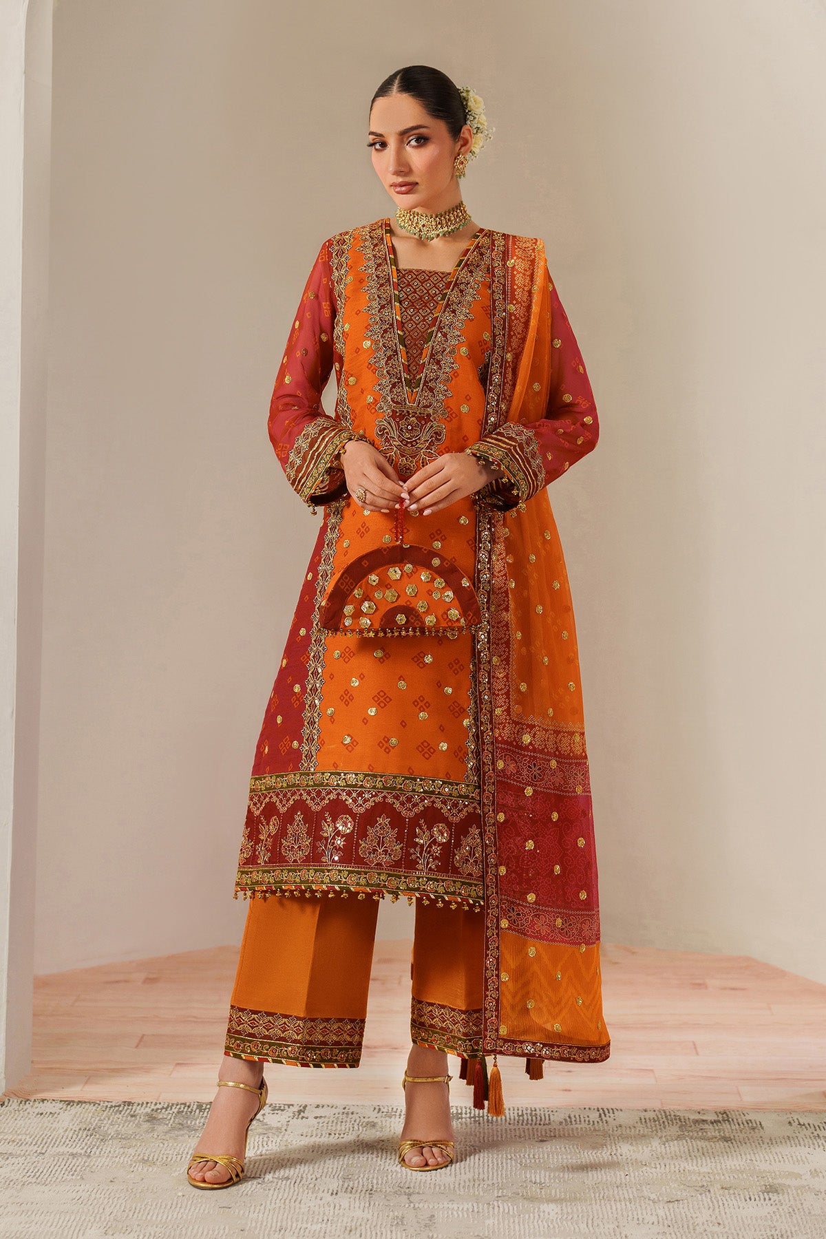 AF-CH-2194-Zyne semi-formal. Chiffon / Organza. Available Unstitched.