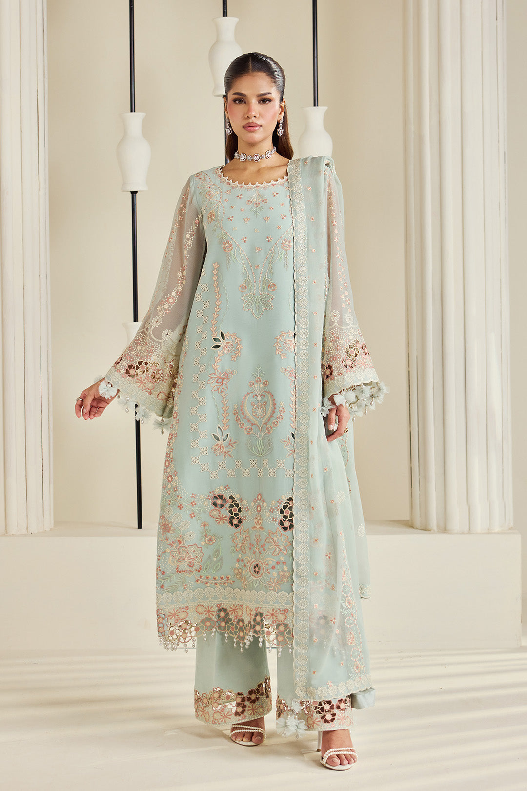 AF-DHG-5046-Tiyaahe semi-formal. Raw Silk / Chiffon / Organza. Available Unstitched.