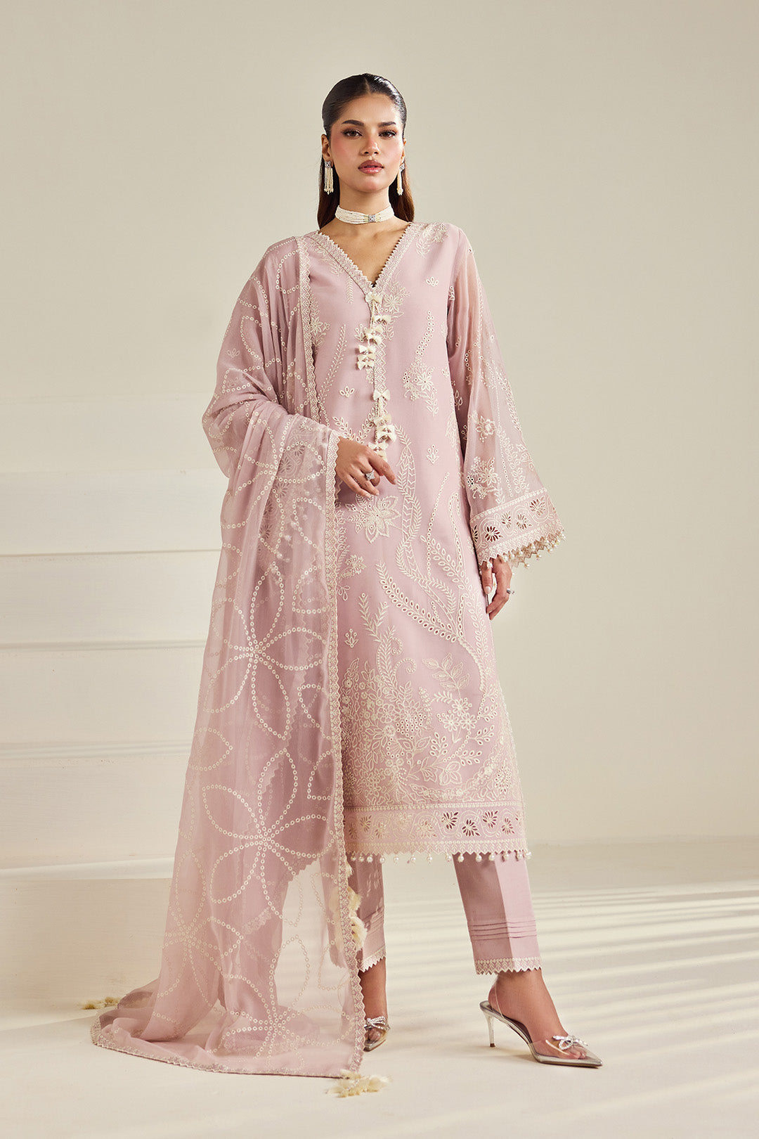 AF-DHG-5056-Ornee semi-formal. Raw Silk / Chiffon. Available Unstitched.