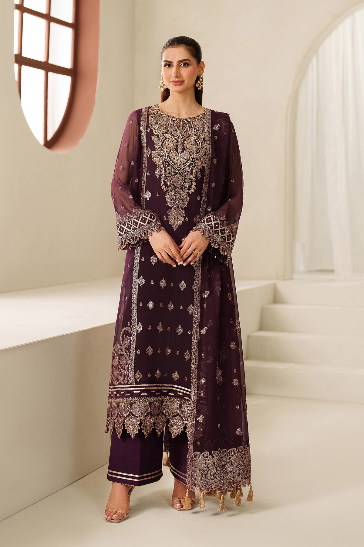 AF-HM-4053-Tehwar semi-formal. Chiffon / Organza. Available Unstitched.