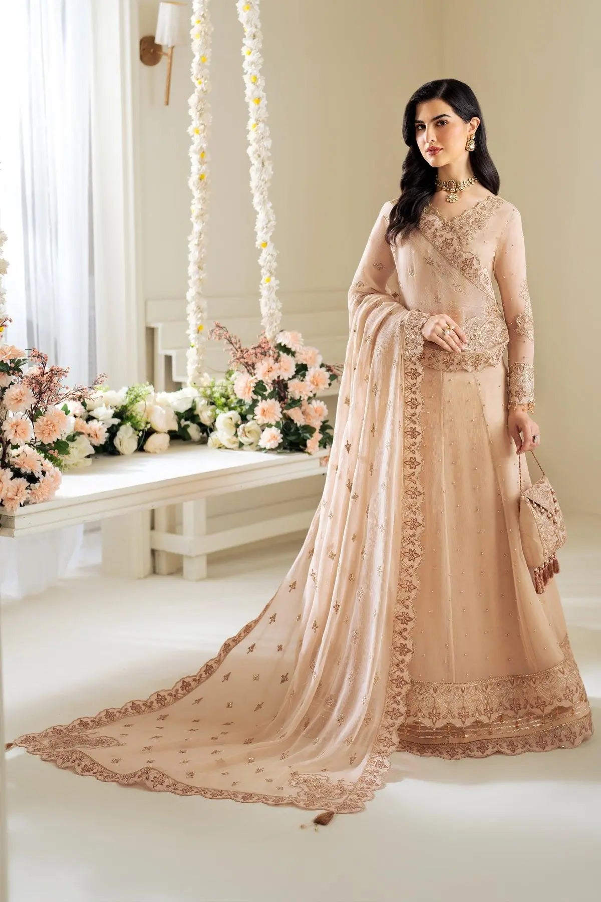 AF-PS-8004-Lotus wedding formal. Raw Silk / Chiffon / Organza. Available Unstitched.