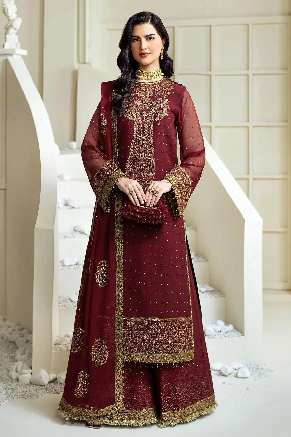 AF-PS-8007-Gina semi-formal. Raw Silk / Chiffon / Organza. Available Unstitched.