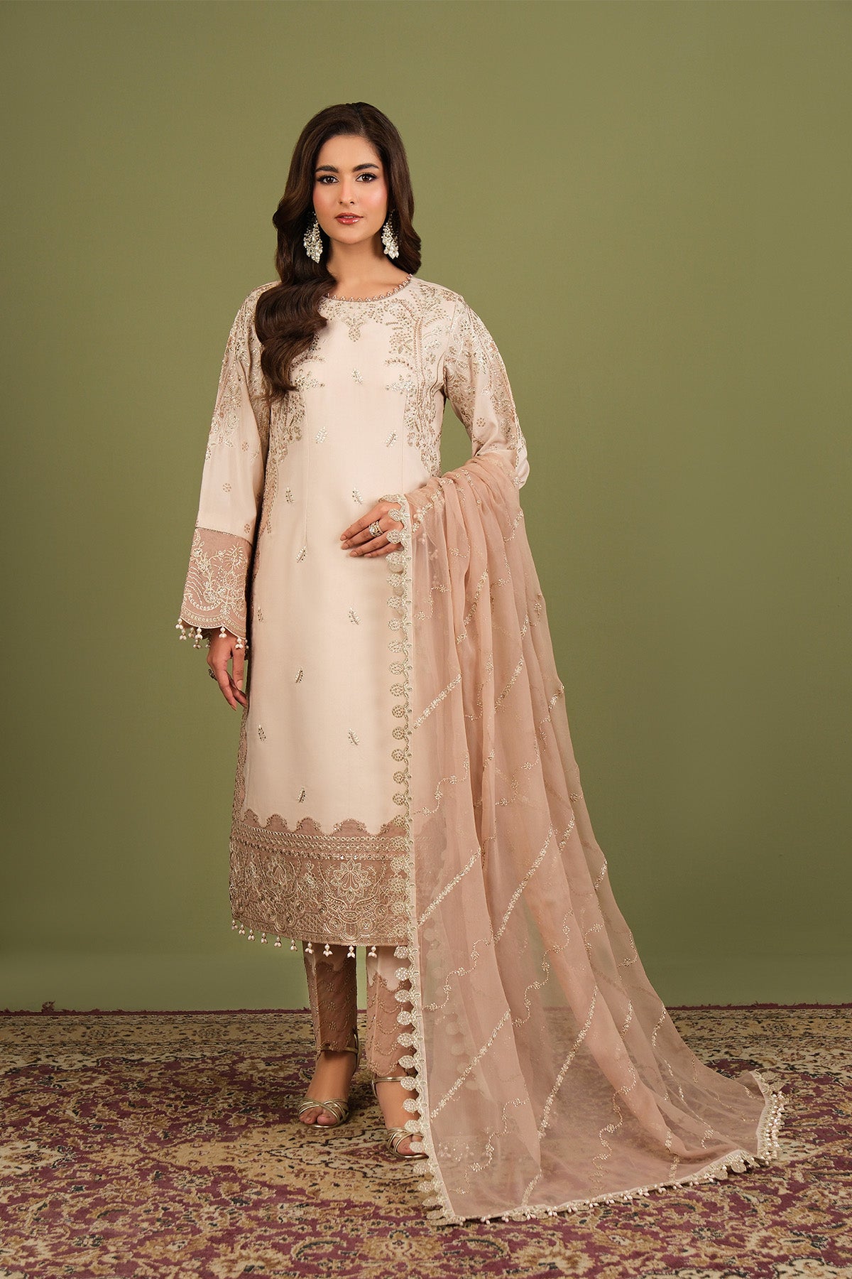 AF-RS-10-Castor semi-formal. Raw Silk / Organza. Available Unstitched.