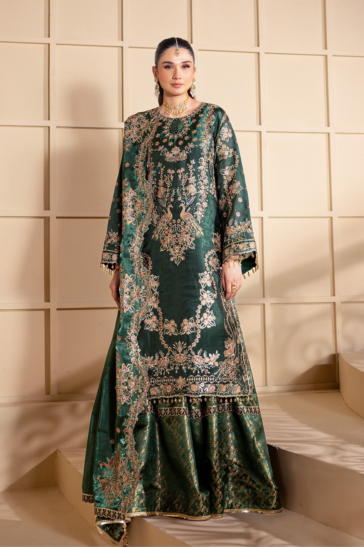 AF-SS-2246-Gota wedding formal. Sheesha Silk. Available Unstitched.
