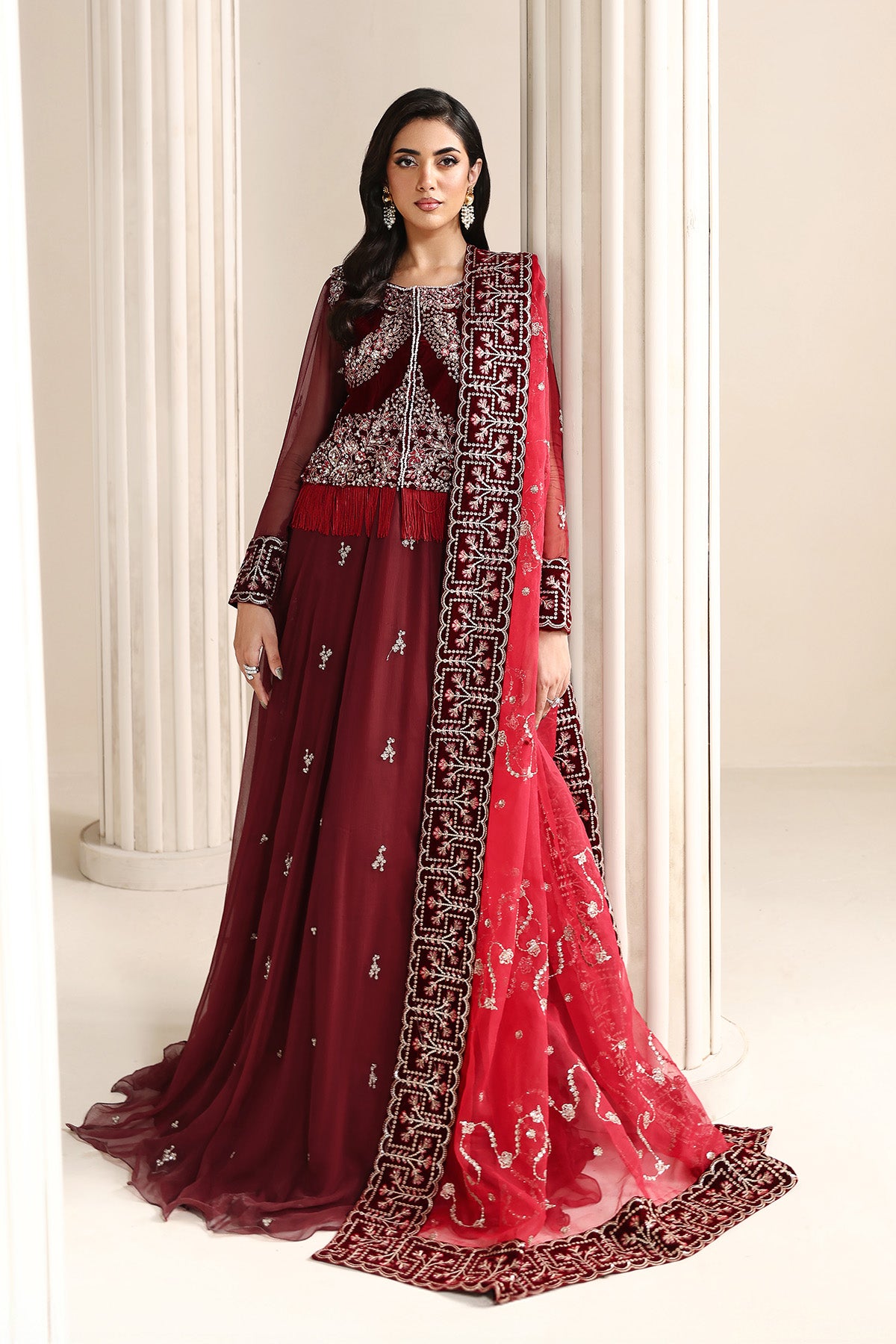 AF-VLT-2209-Cherie wedding formal. Bamber Chiffon / Organza / Velvet. Available Unstitched.