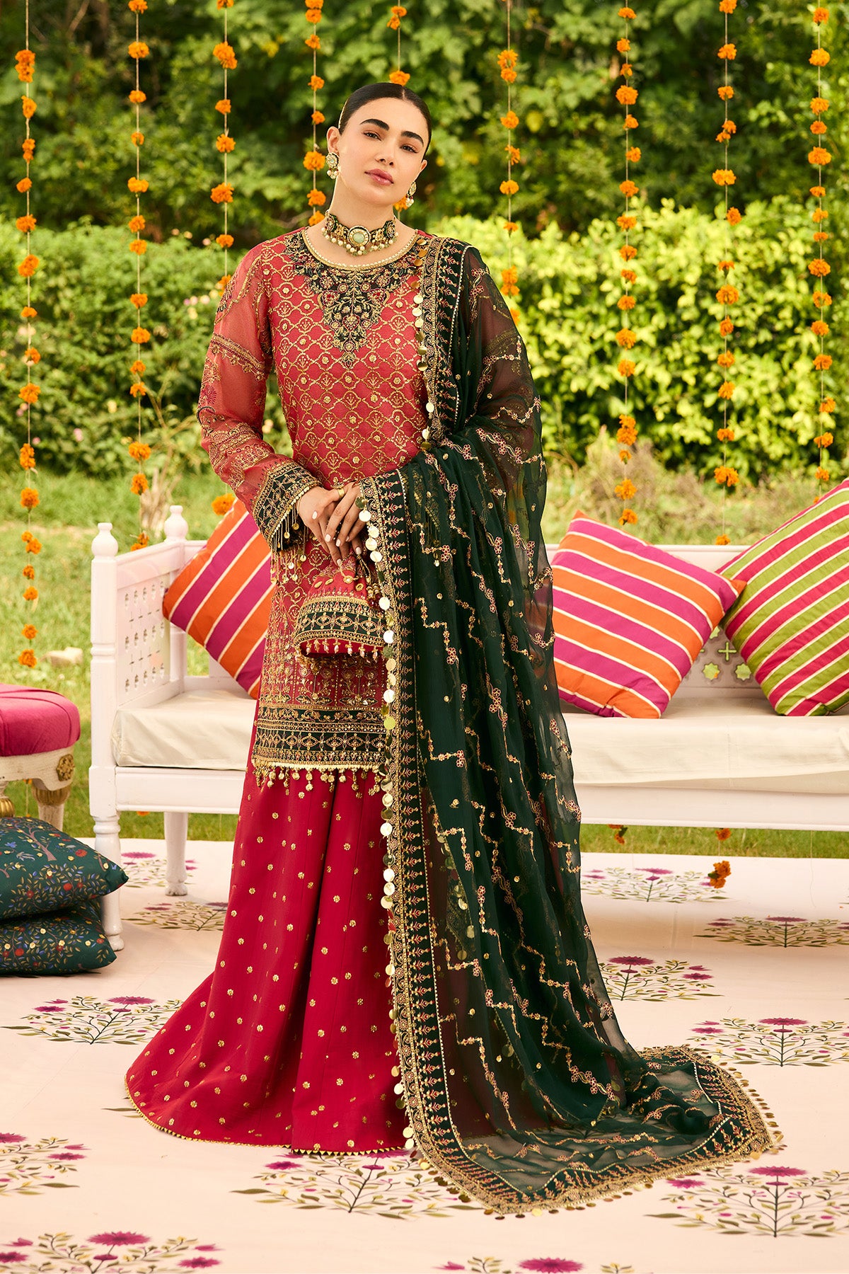 AF-ZN-2216-Ghoomar wedding formal. Raw Silk / Zari Net / Chiffon. Available Unstitched.