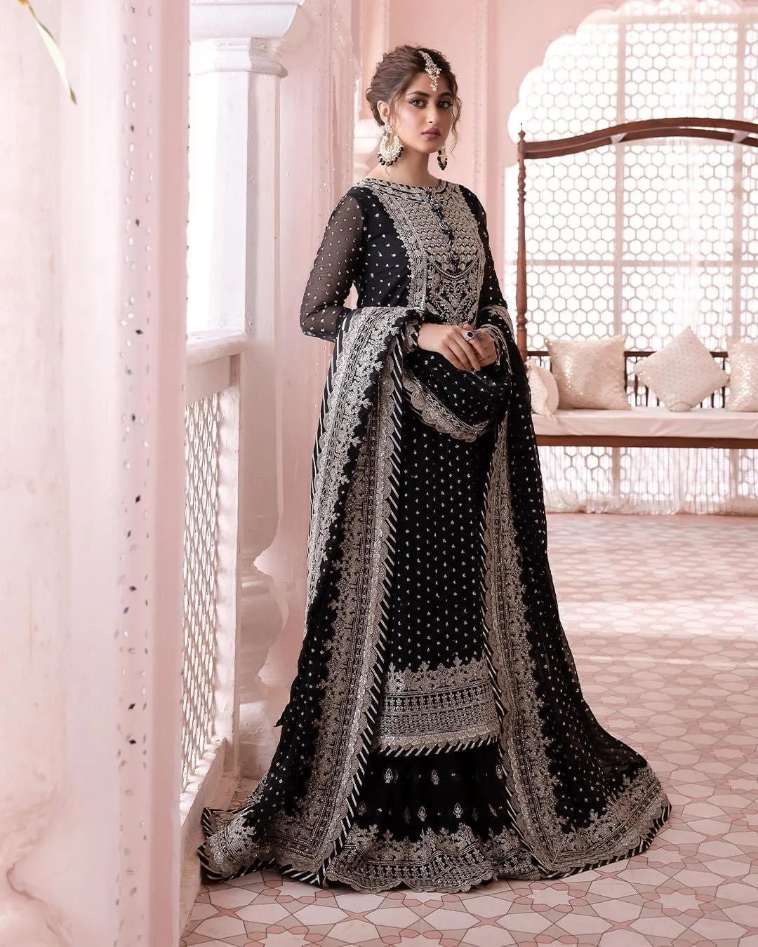 AJCC-03 pakistani fashion outfit in black, silver tones.