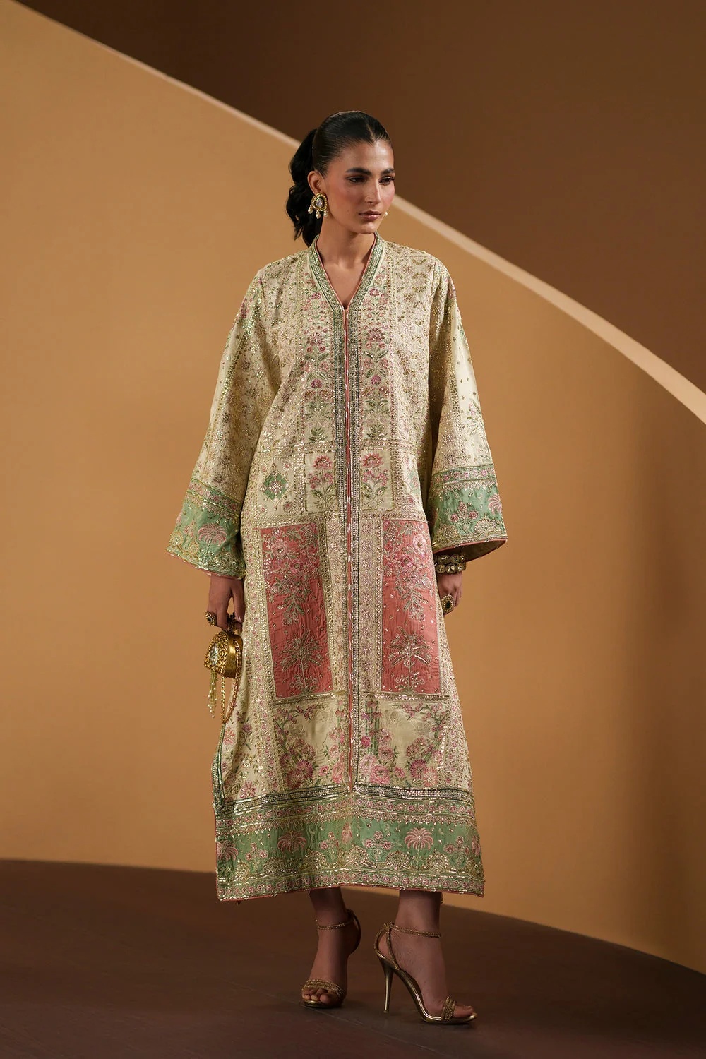 ETHNC – Matcha Kaftan clothing in white, pink, green, matcha green tones.