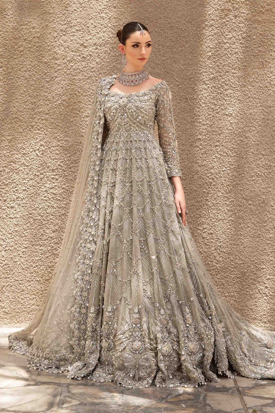 EX-152 pakistani fashion outfit in coffee tones.