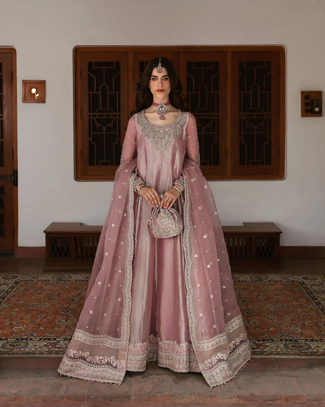 Halina - Faiza Saqlain Pakistani fashion outfit in pink tones.