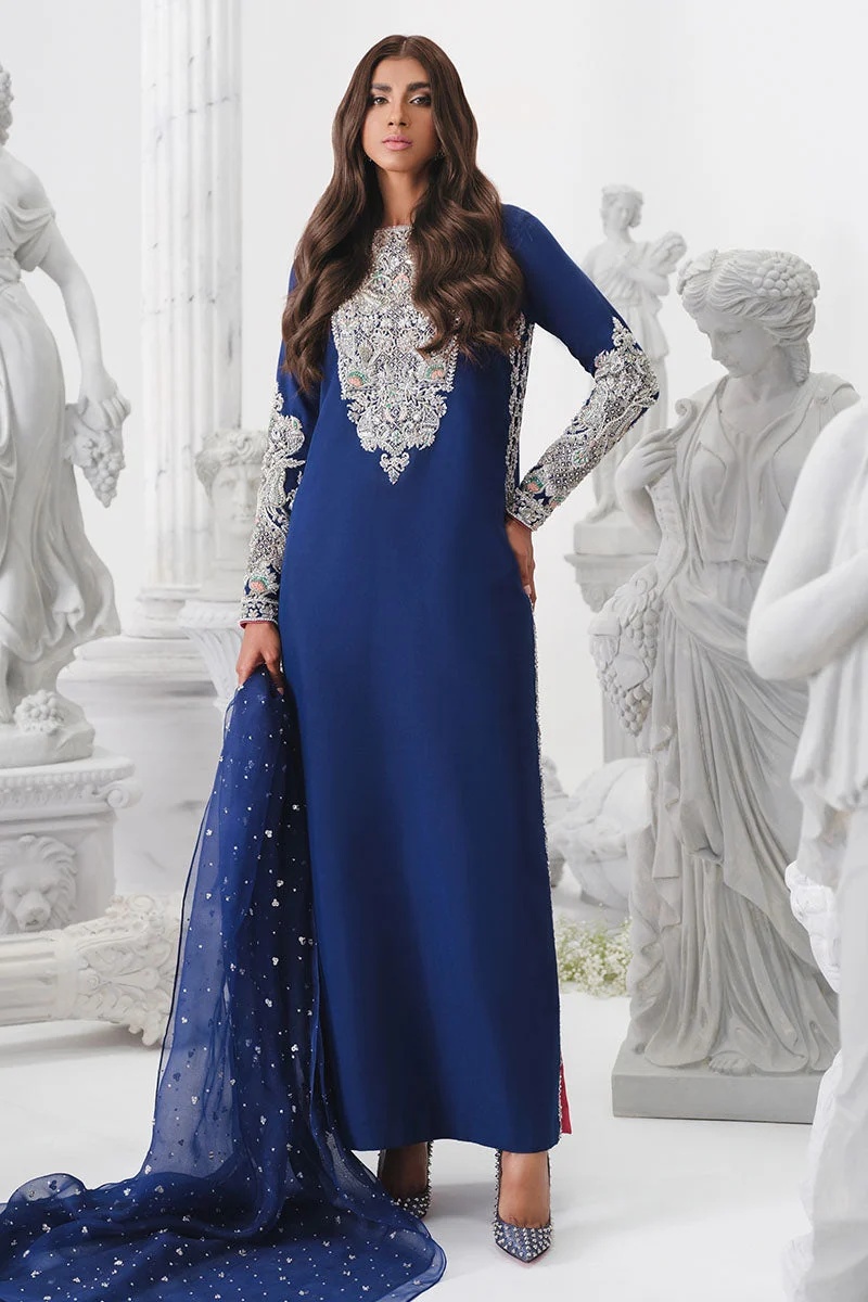 KHAKAA - ASTRAL pakistani fashion outfit in pink, blue, silver tones.