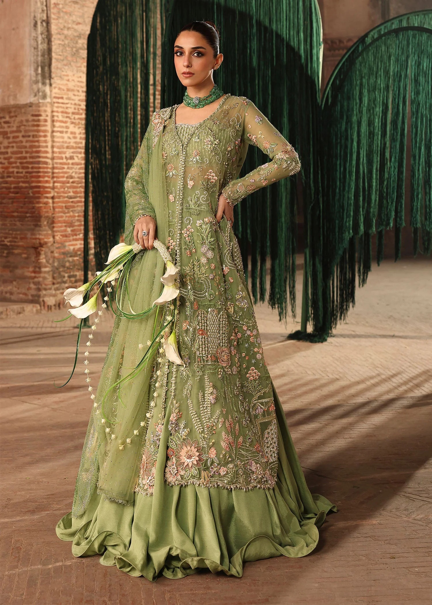 MATWALI Pakistani fashion outfit in mint tones.