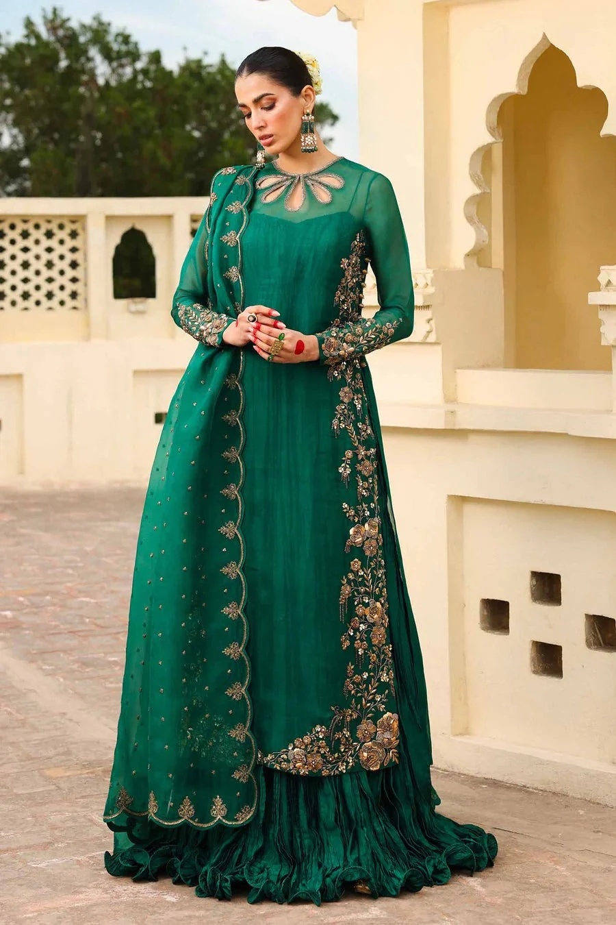 Noor- e- Sabz pakistani fashion outfit with coordinated formal styling.