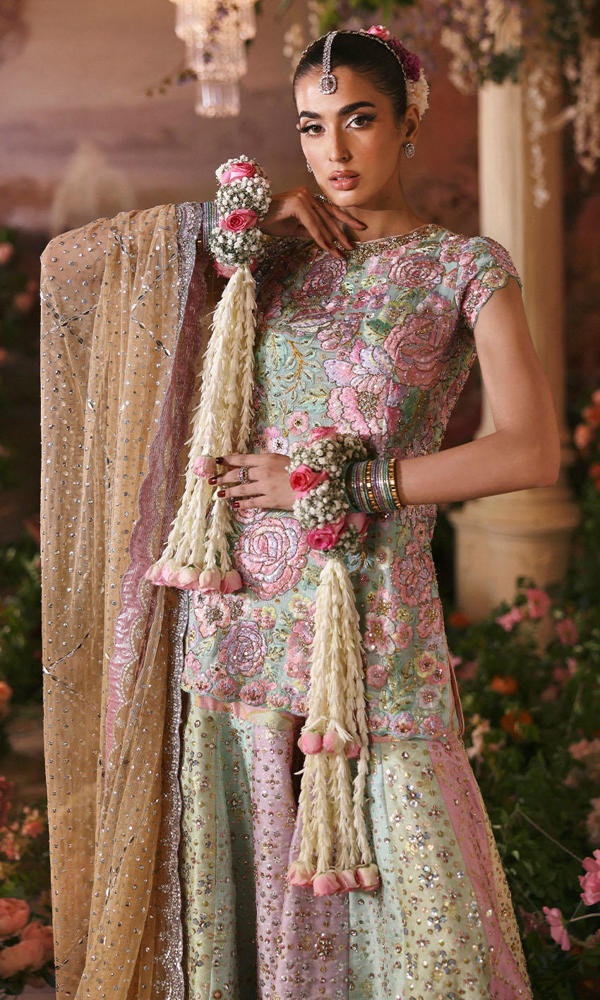 ROSE BUD - NOMI ANSARI pakistani fashion outfit with coordinated formal styling.