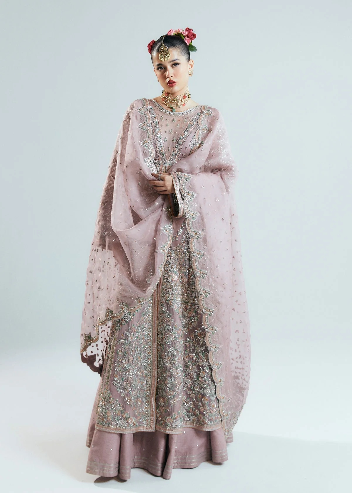Rosabelle Pakistani fashion outfit in pink, lilac tones.