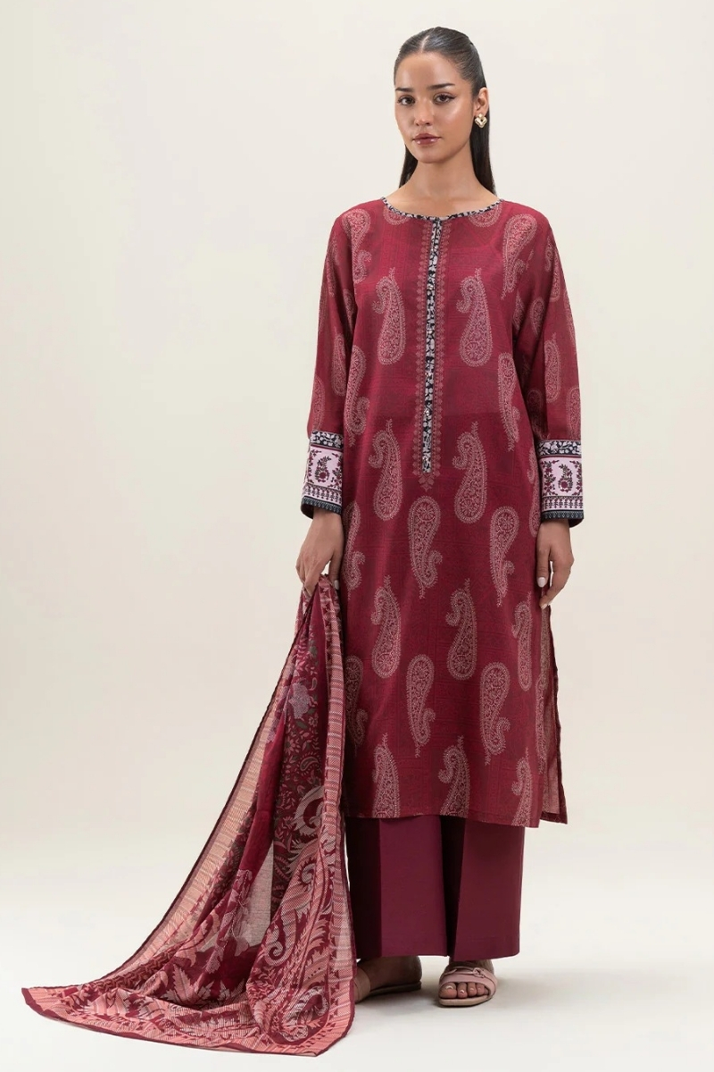 Beechtree Original - 3 Piece Printed Lawn Suit-cerulean Flora (Stitched)
