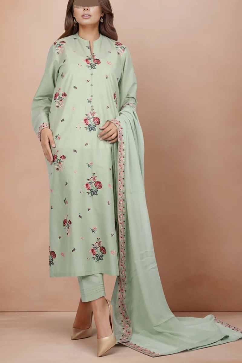 Saya Original - 3 Pcs Printed Lawn Suit with Lace and Hand Work Stitched