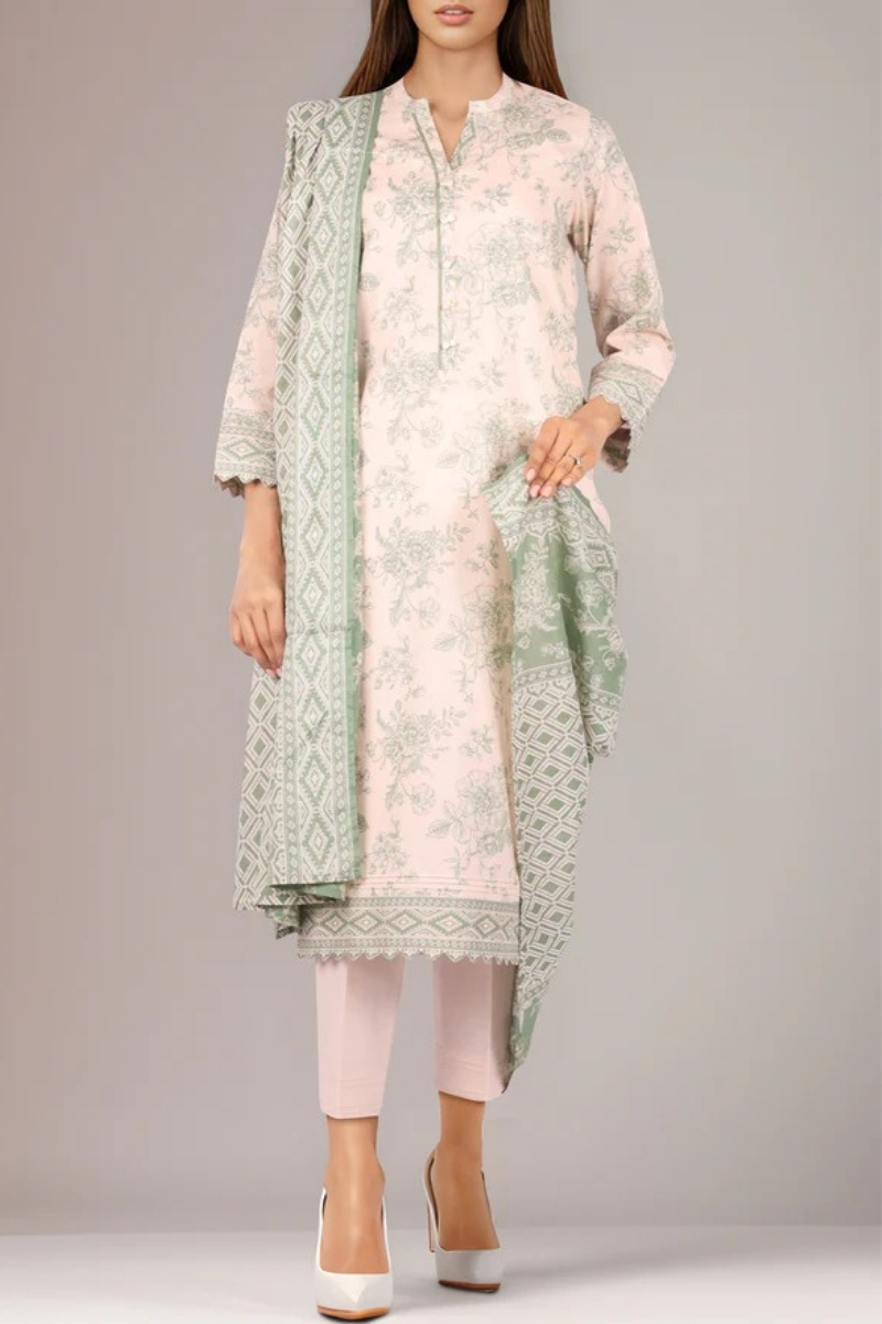 Saya Original - 3 Pcs Printed Lawn Suit with Lace and Hand Work Stitched