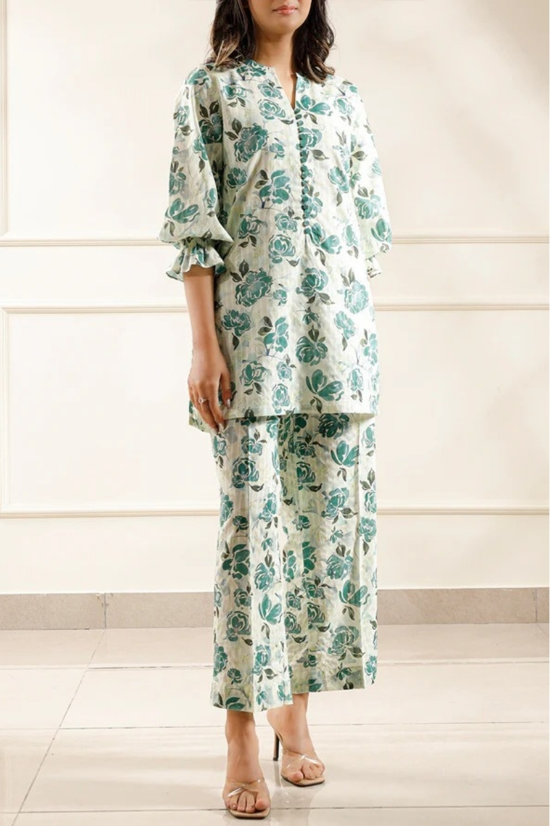 Saya Original - 3 Pcs Printed Lawn Suit with Lace and Hand Work Stitched