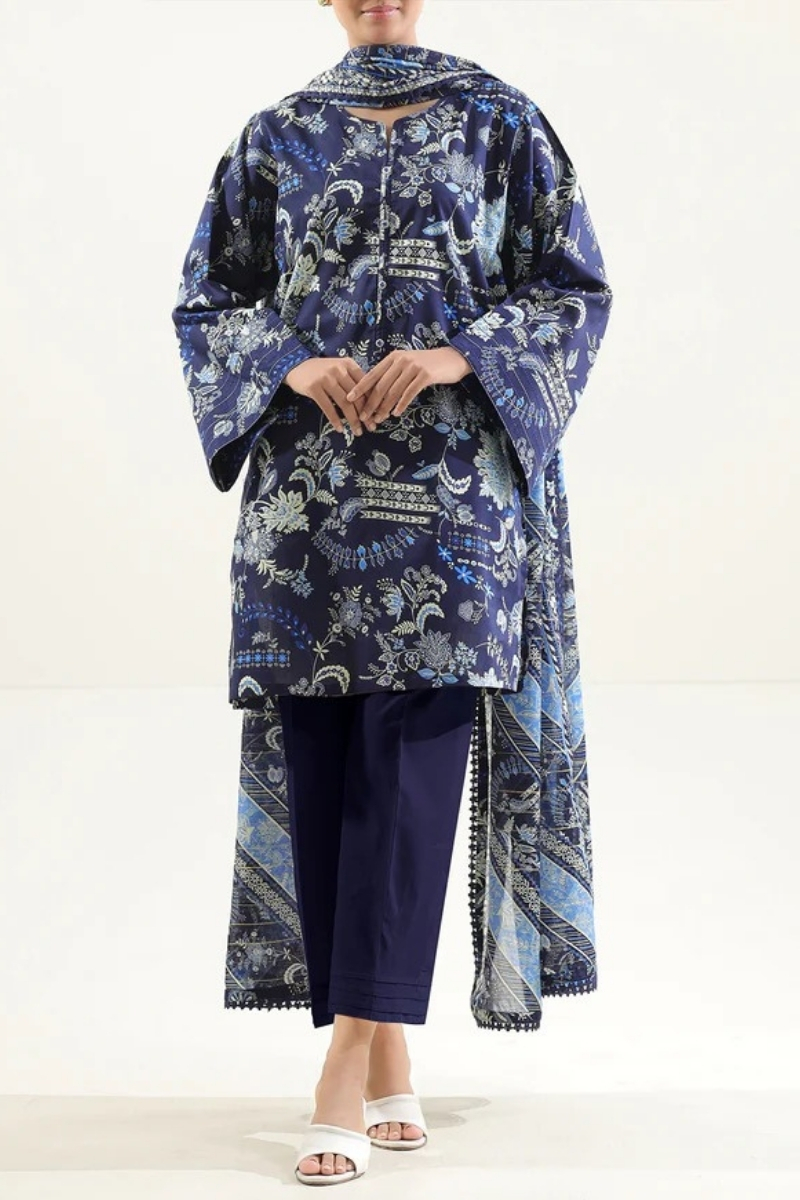 Saya Original - 3 Pcs Printed Lawn Suit with Lace and Hand Work Stitched
