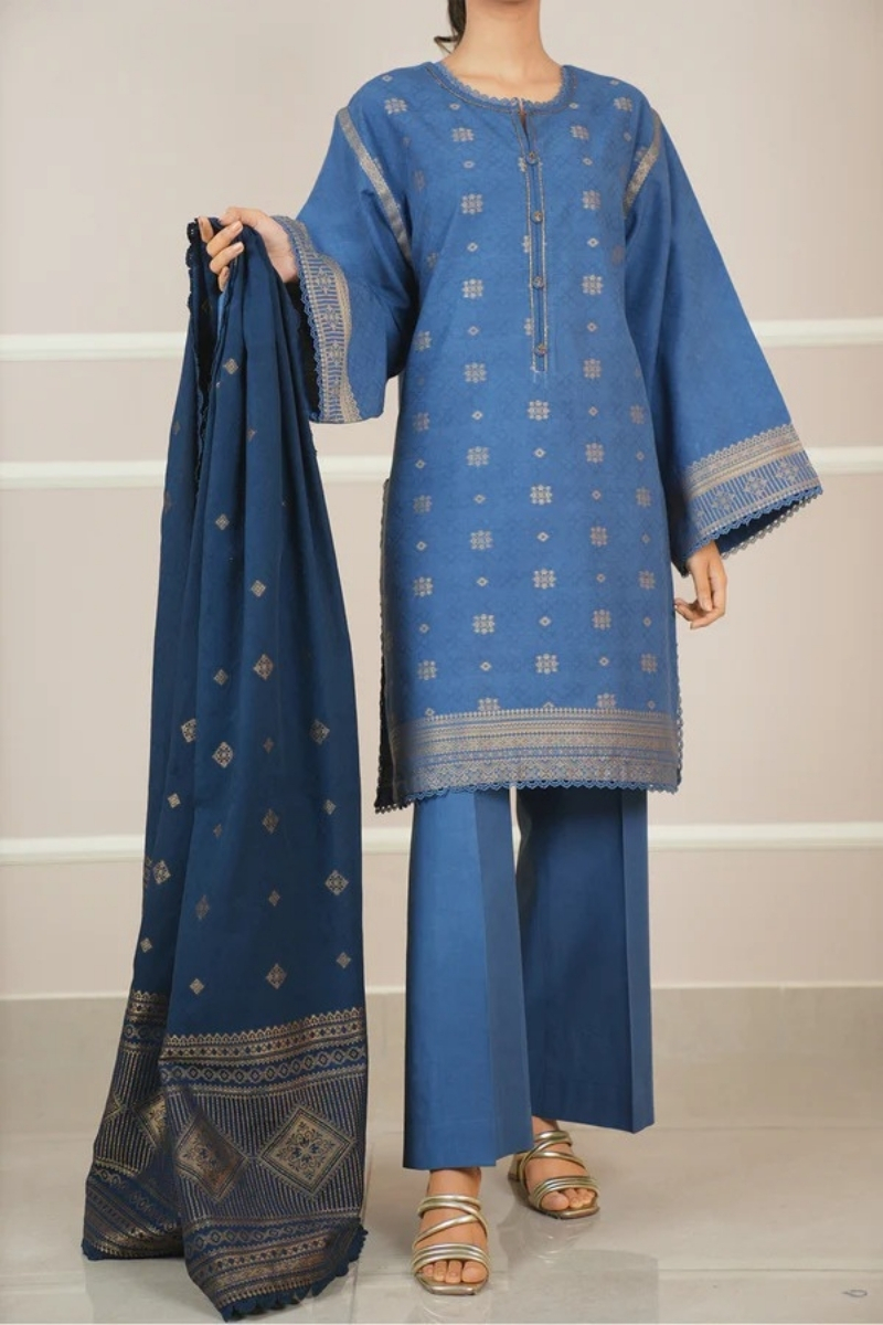 Saya Original - 3 Pcs Printed Lawn Suit with Lace and Hand Work Stitched