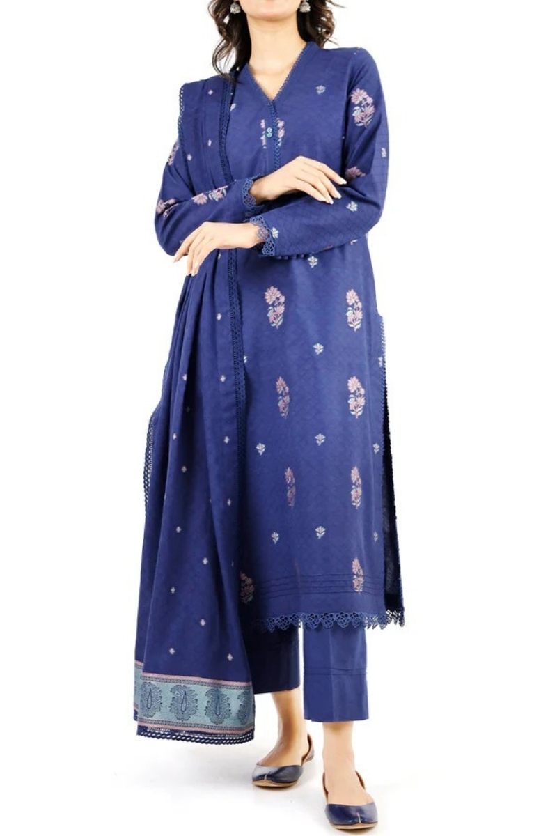 Saya Original - 3 Pcs Printed Lawn Suit with Lace and Hand Work Stitched