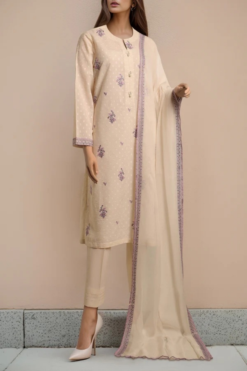 Saya Original - 3 Pcs Printed Lawn Suit with Lace and Hand Work Stitched