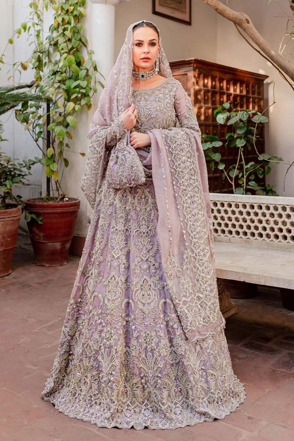 Zarish-KM-04 pakistani fashion outfit in lilac tones.
