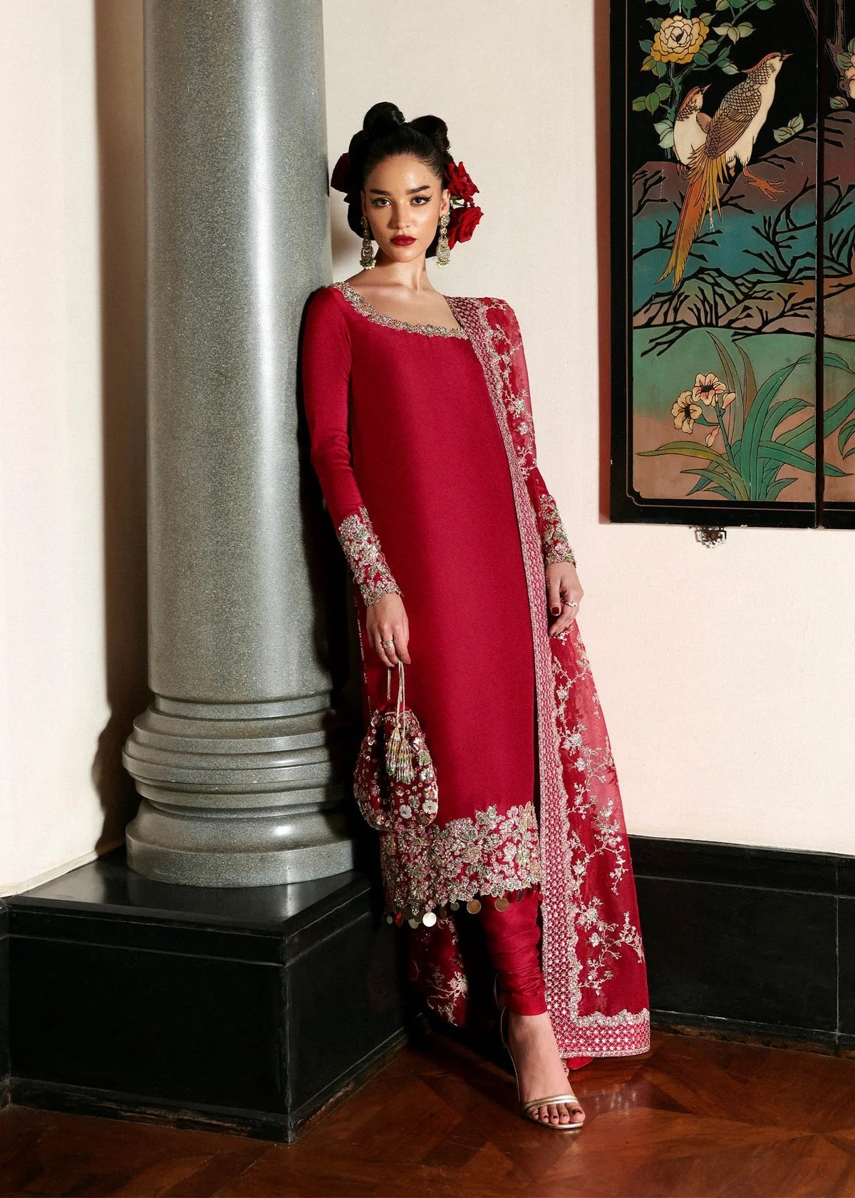 Zephira Pakistani fashion outfit in red tones.