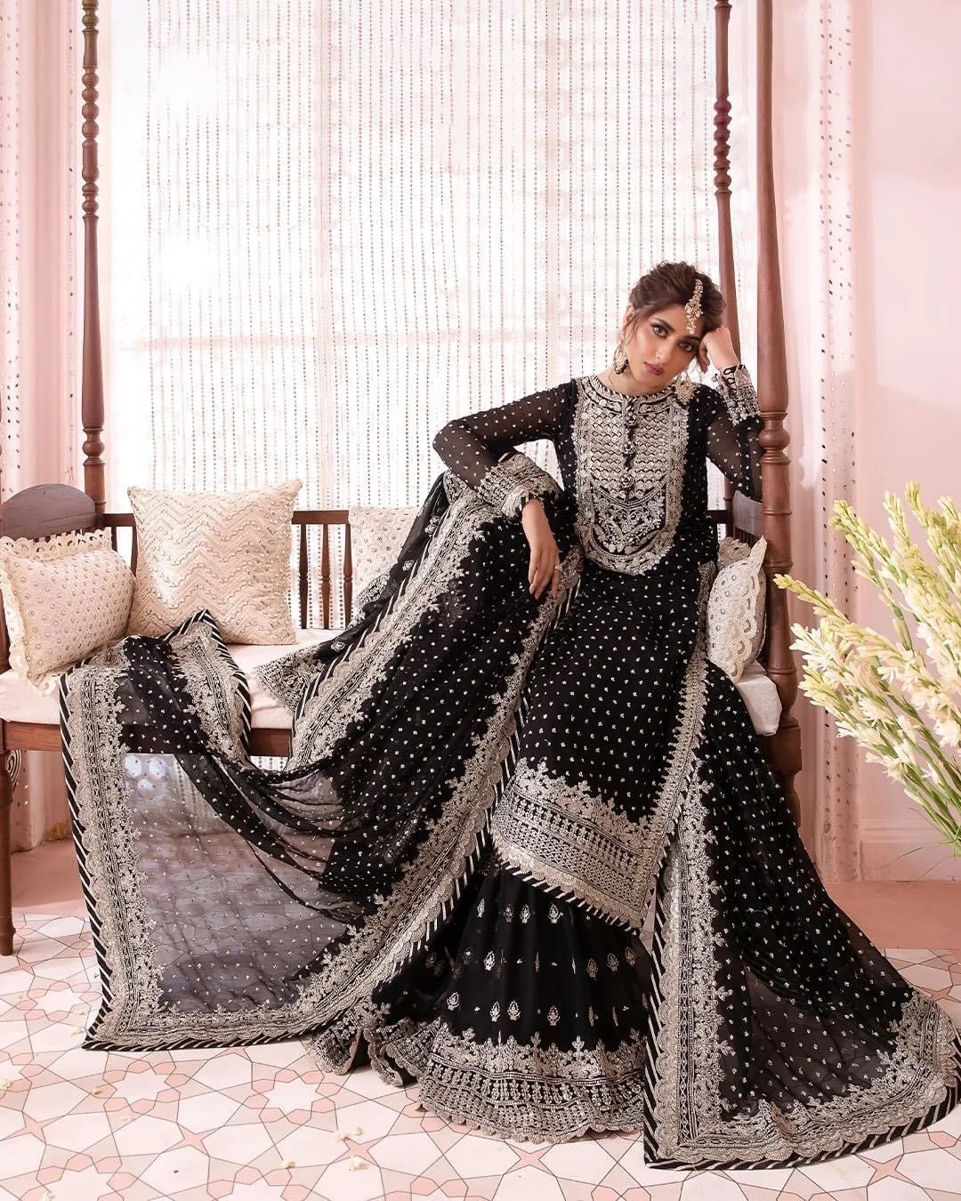 AJCC-03 pakistani fashion outfit in black, silver tones.