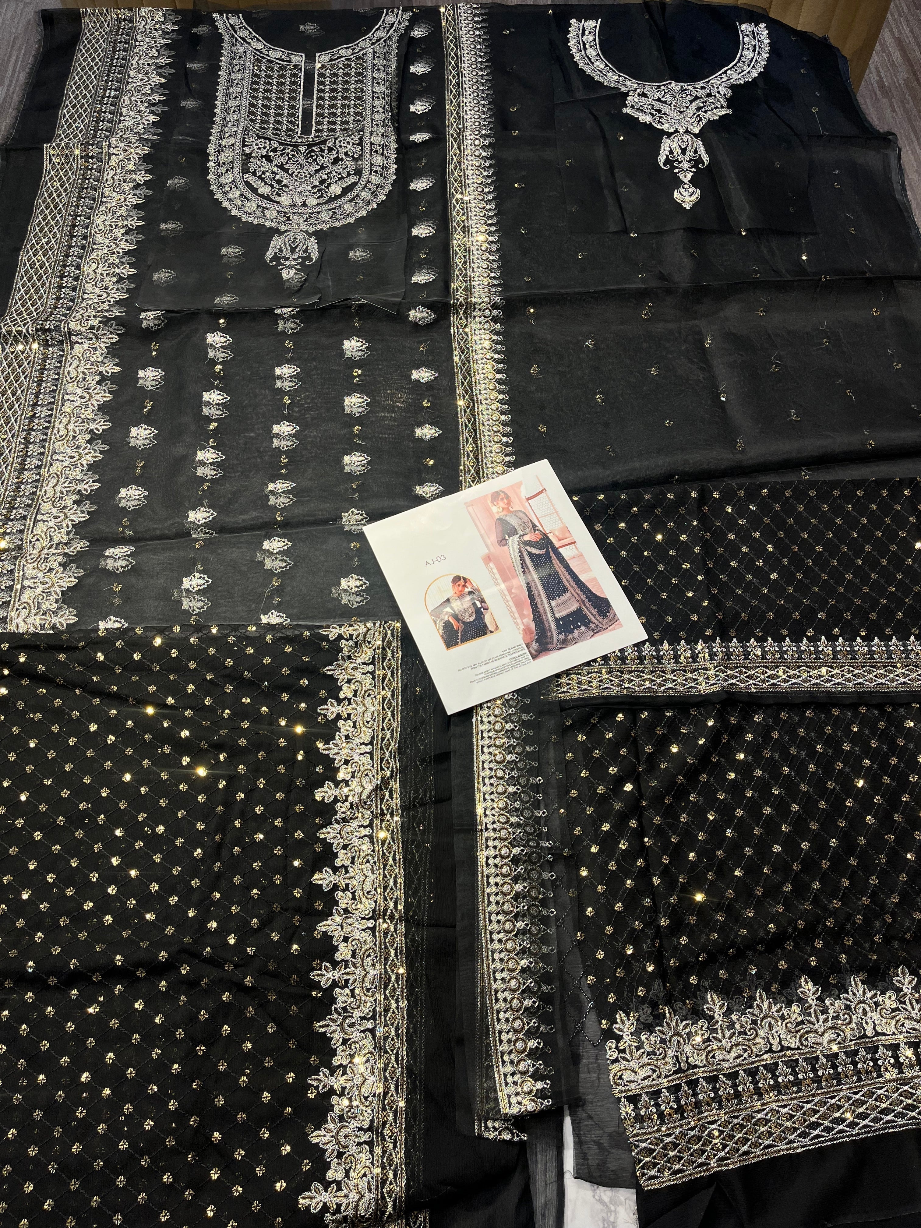 AJCC-03 pakistani fashion outfit in black, silver tones.