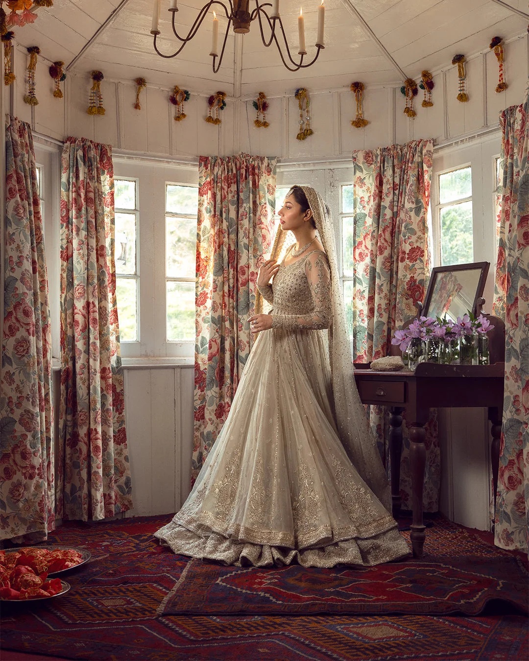 Anamta pakistani fashion outfit in ivory tones.