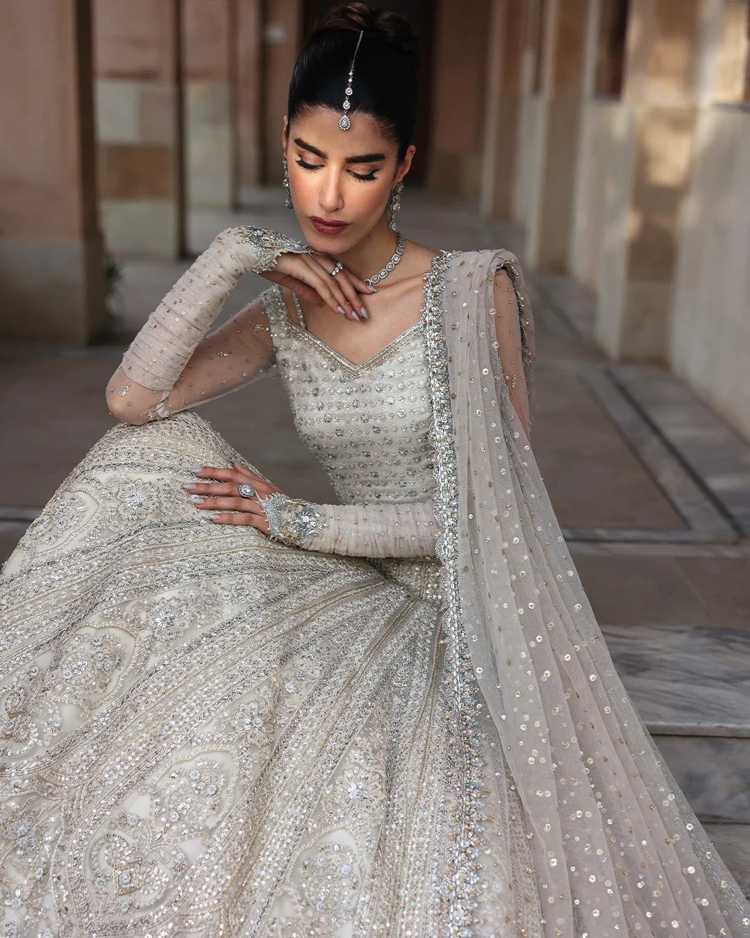 Cammi Pakistani fashion outfit in white tones.