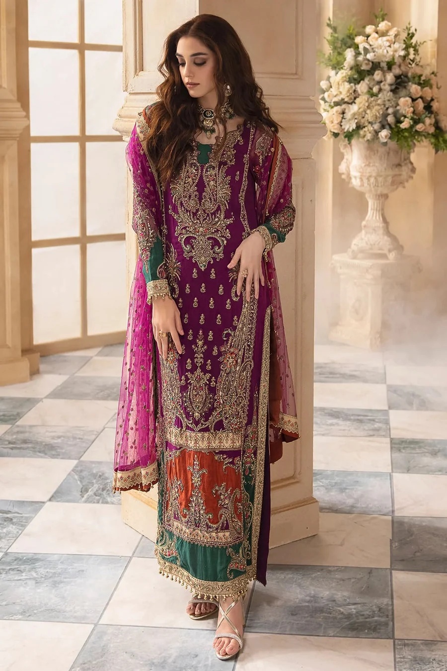 DJ-08 pakistani fashion outfit with coordinated formal styling.