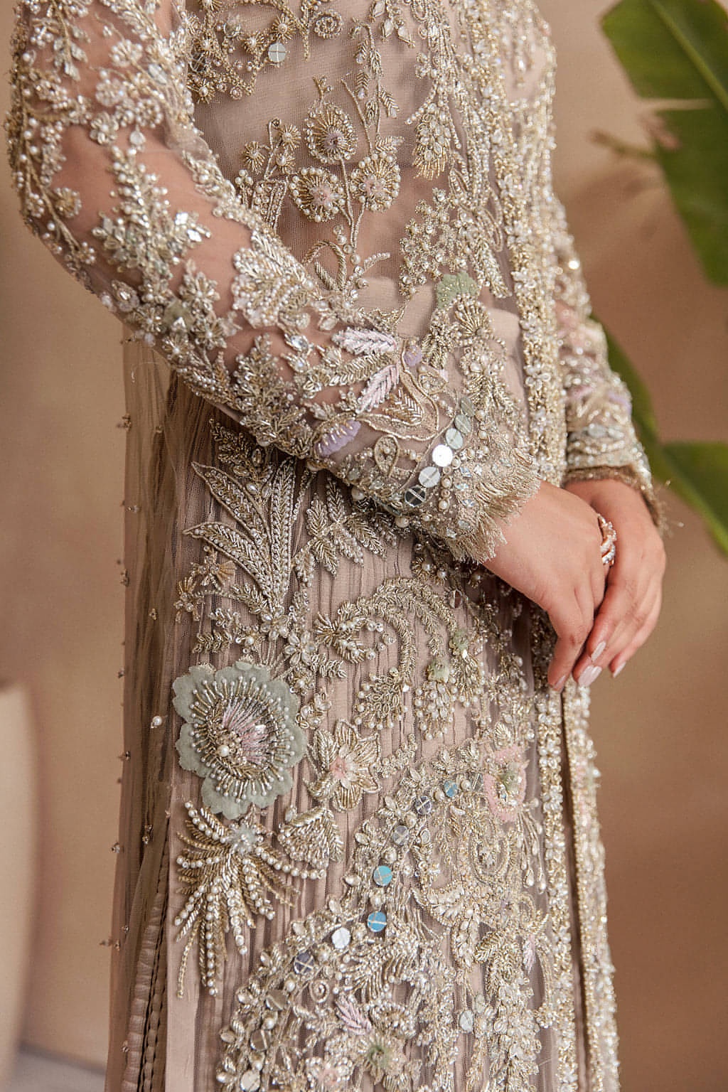 Dahlia pakistani fashion outfit in gold tones.