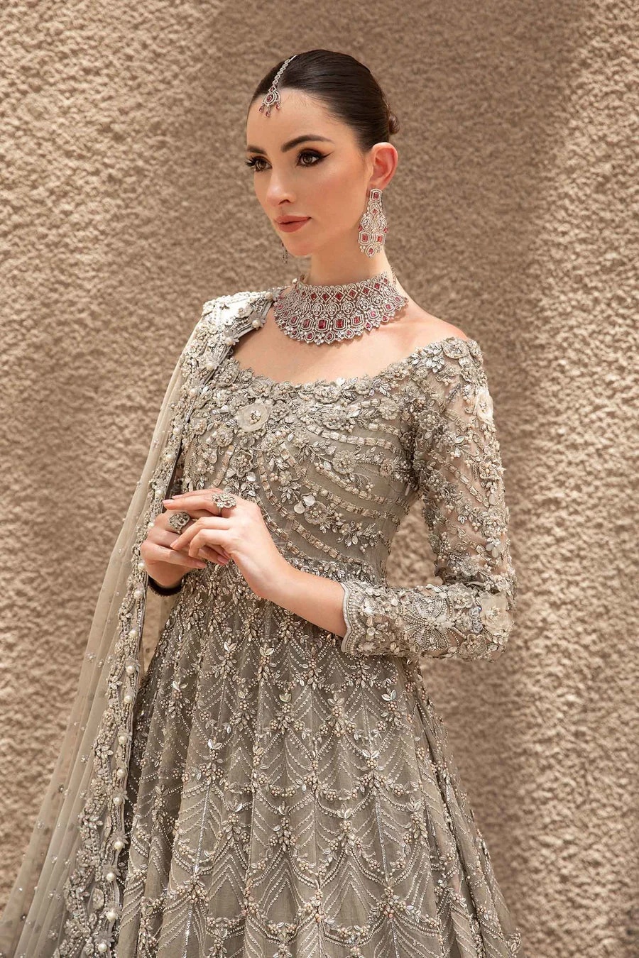 EX-152 pakistani fashion outfit in coffee tones.