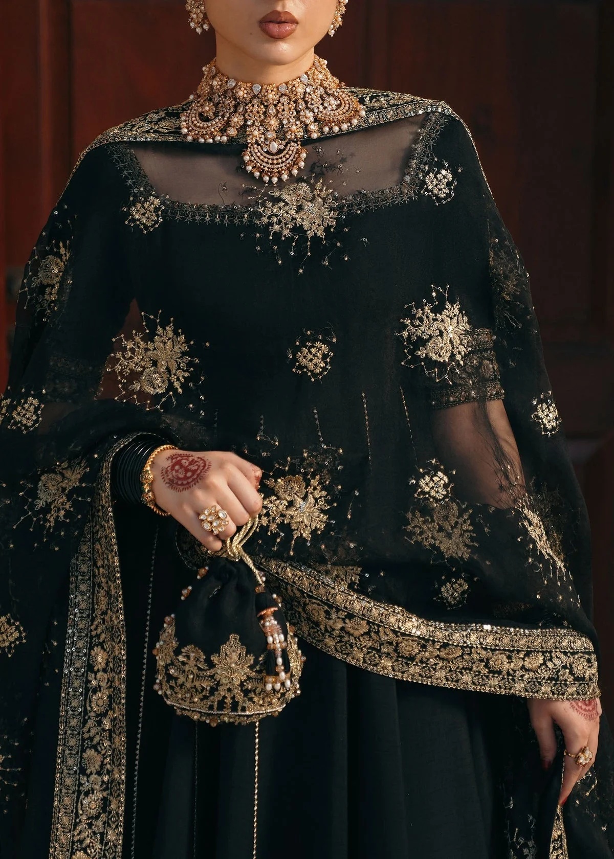 Kajal Pakistani fashion outfit in black tones.