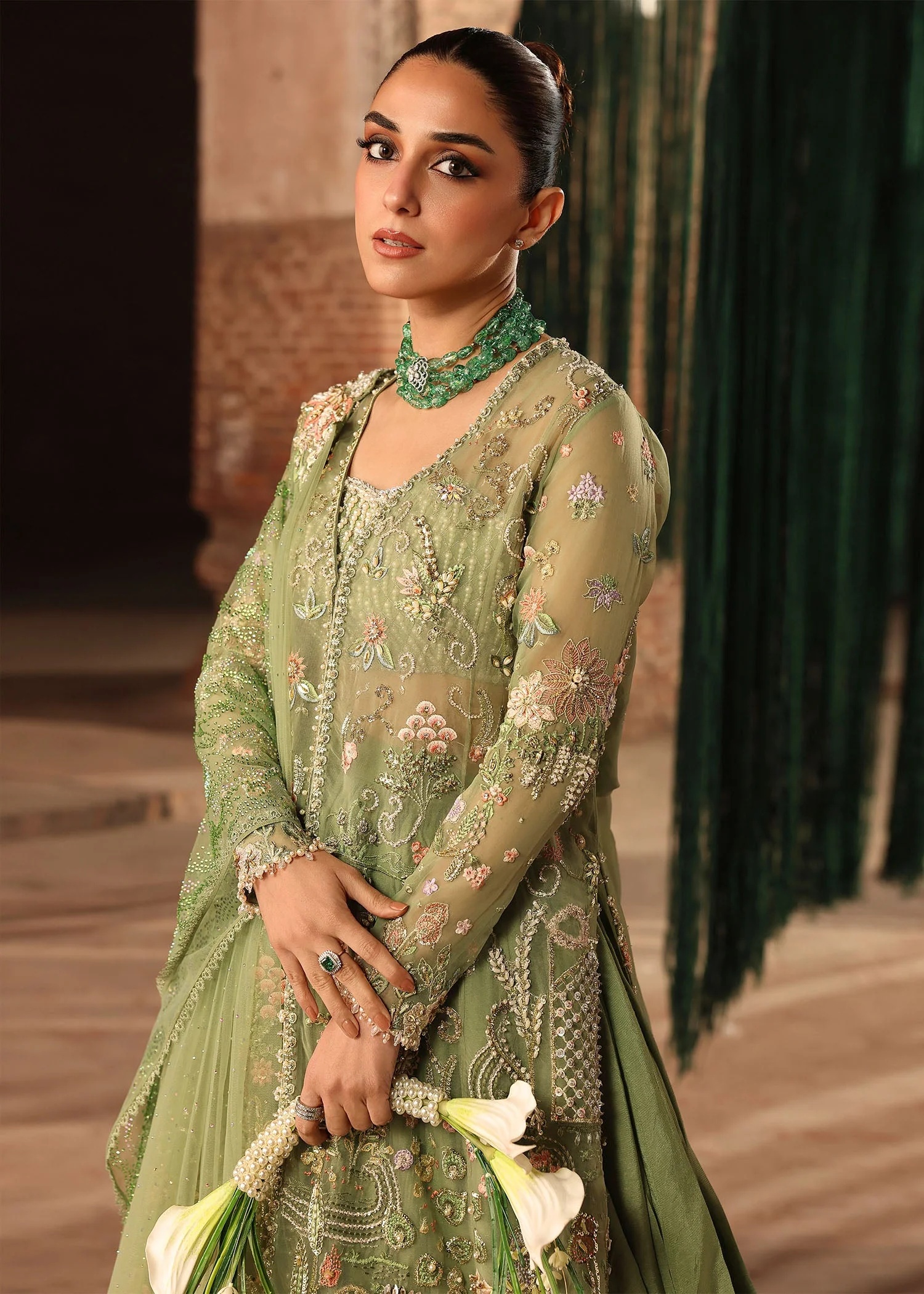 MATWALI Pakistani fashion outfit in mint tones.