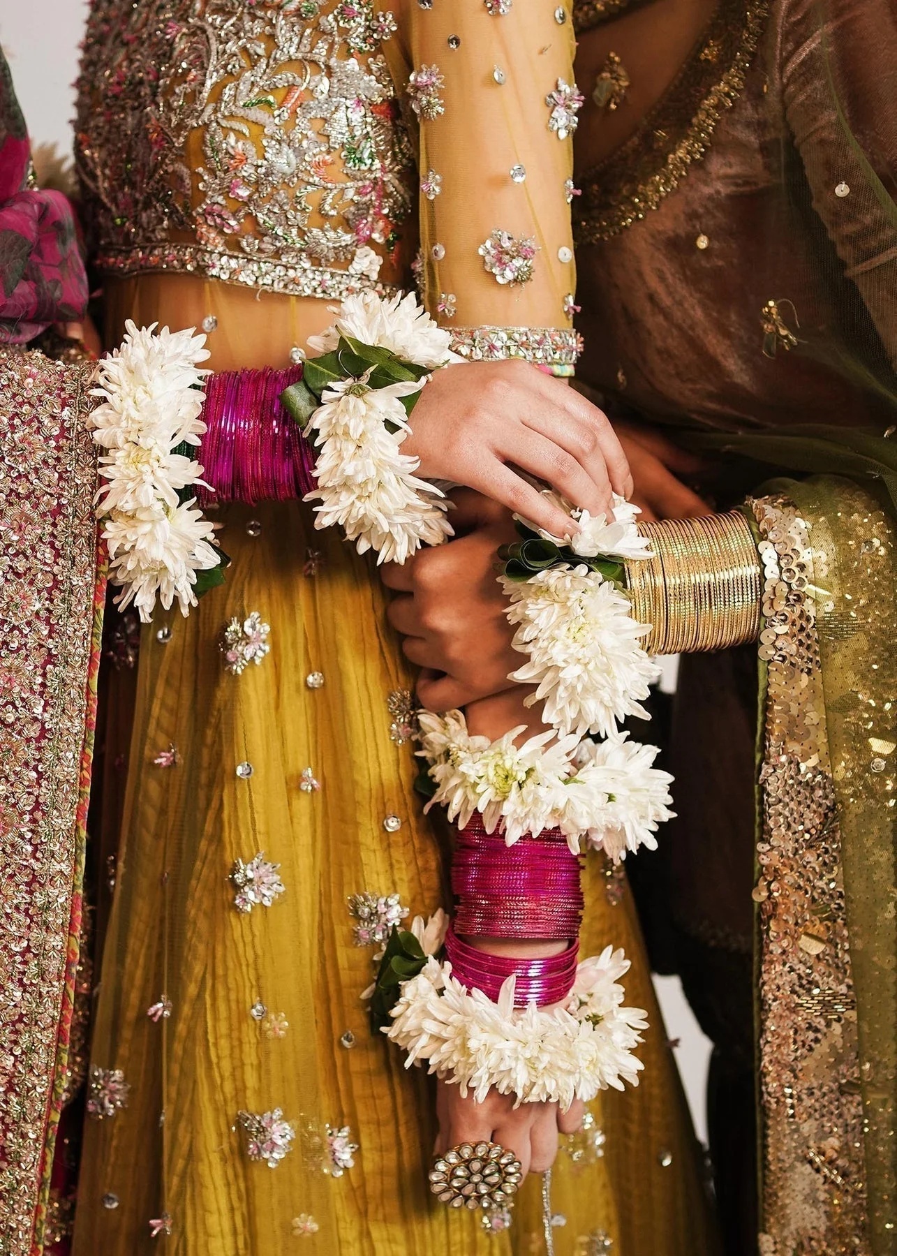 MOORE pakistani fashion outfit in yellow tones.