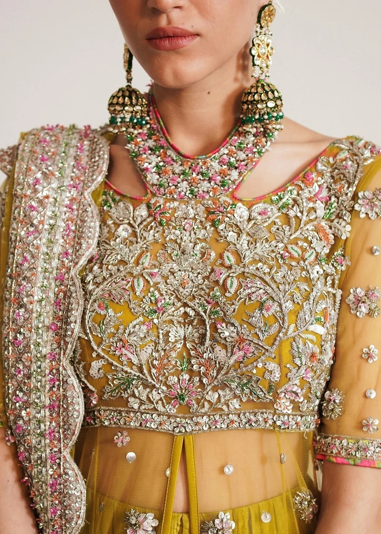 MOORE pakistani fashion outfit in yellow tones.