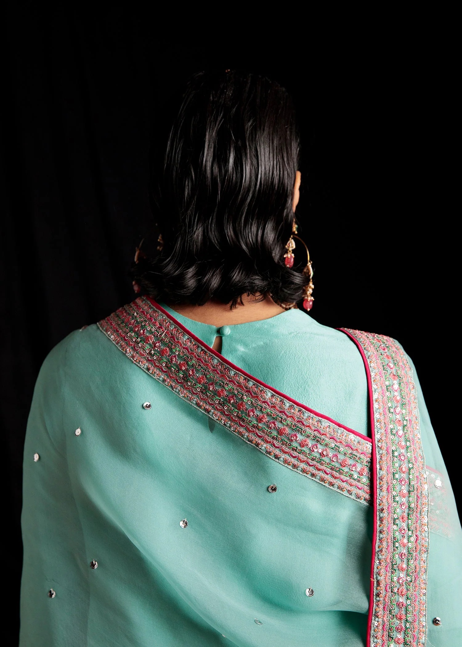 Maya Pakistani fashion outfit in blue, mustard, orange, pink, silver…
