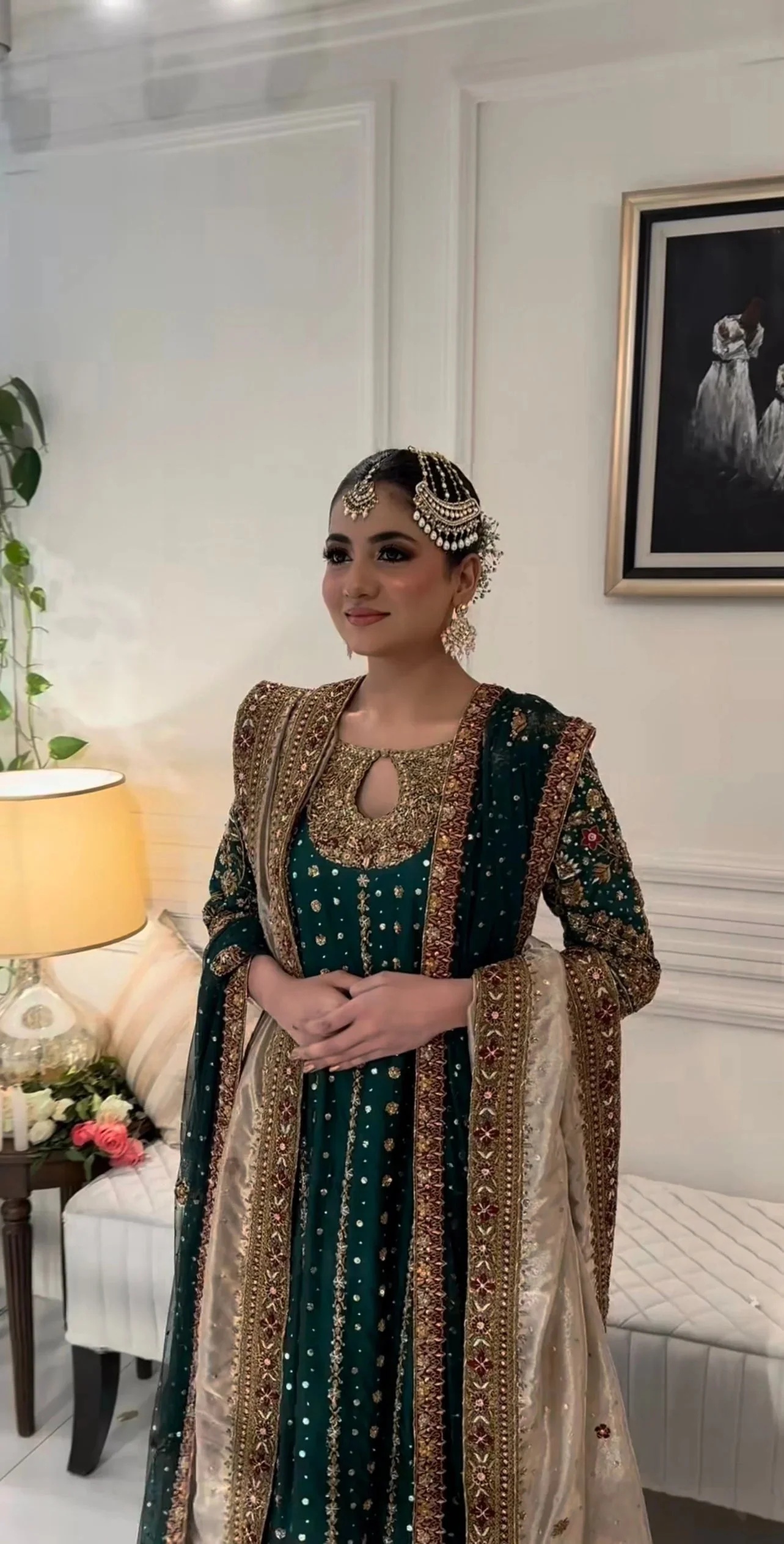 Mehru pakistani fashion outfit with coordinated formal styling.